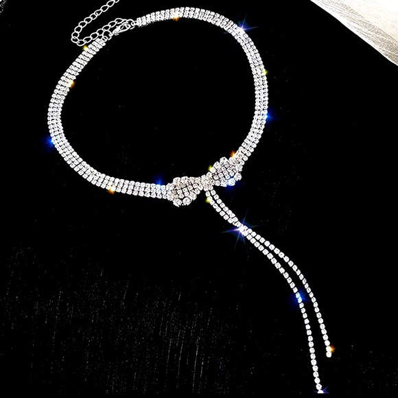 Glam Bow Bling Rhinestone Choker - Picture 2 of 3